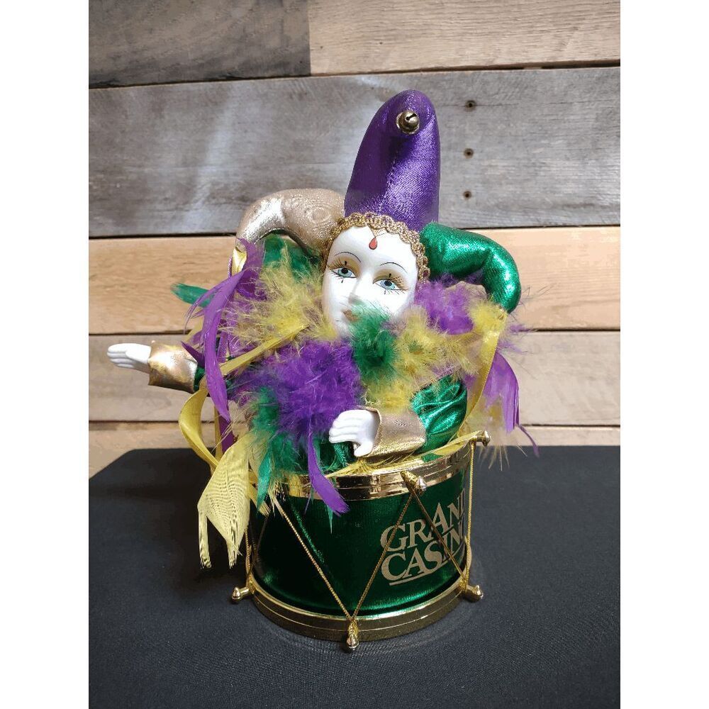 Colorful Jester Doll with Feathers